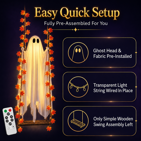 5FT Lighted Halloween Ghost Swing👻