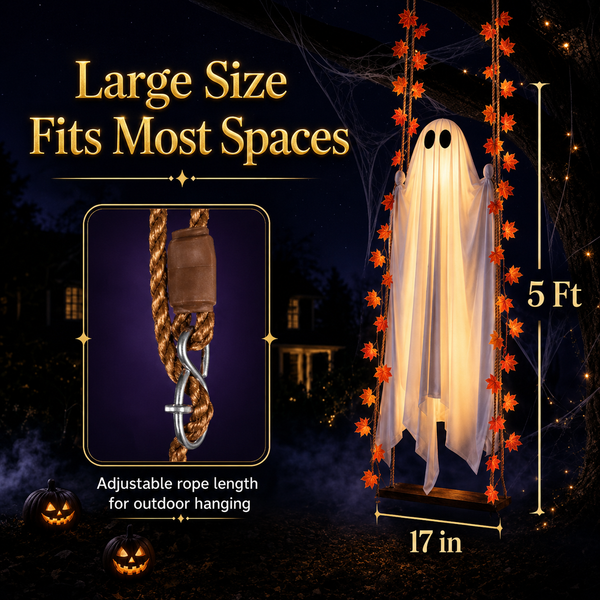 5FT Lighted Halloween Ghost Swing👻