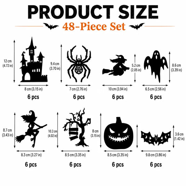 Halloween LED Silhouette Wall Light Stickers, Battery Powered Peel