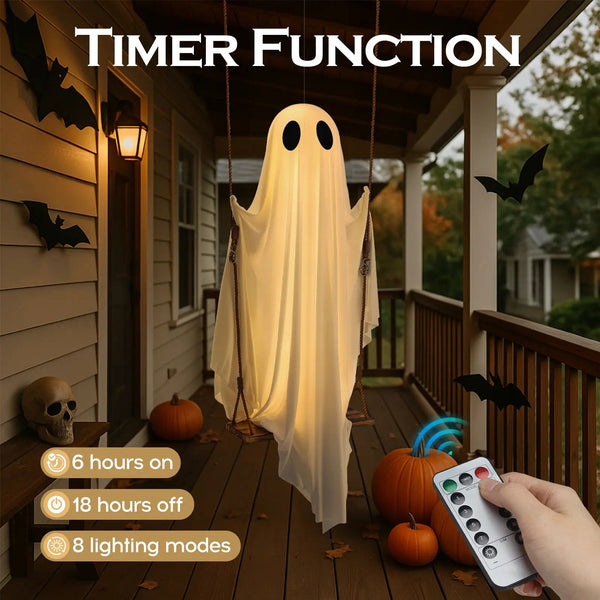 5FT lighted Halloween ghost swing image 7